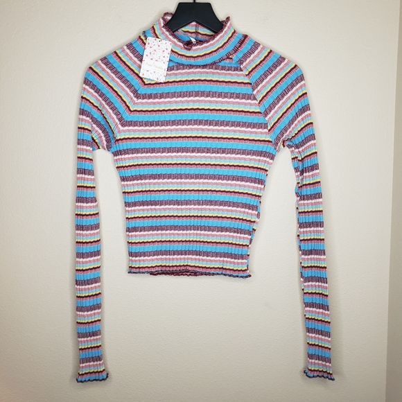 Free People Mirror Stripe Long Sleeve Size Small - Picture 2 of 8